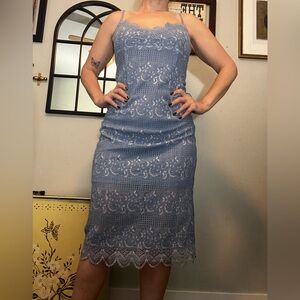 NSR Delicate Lavender Lace Midi Dress